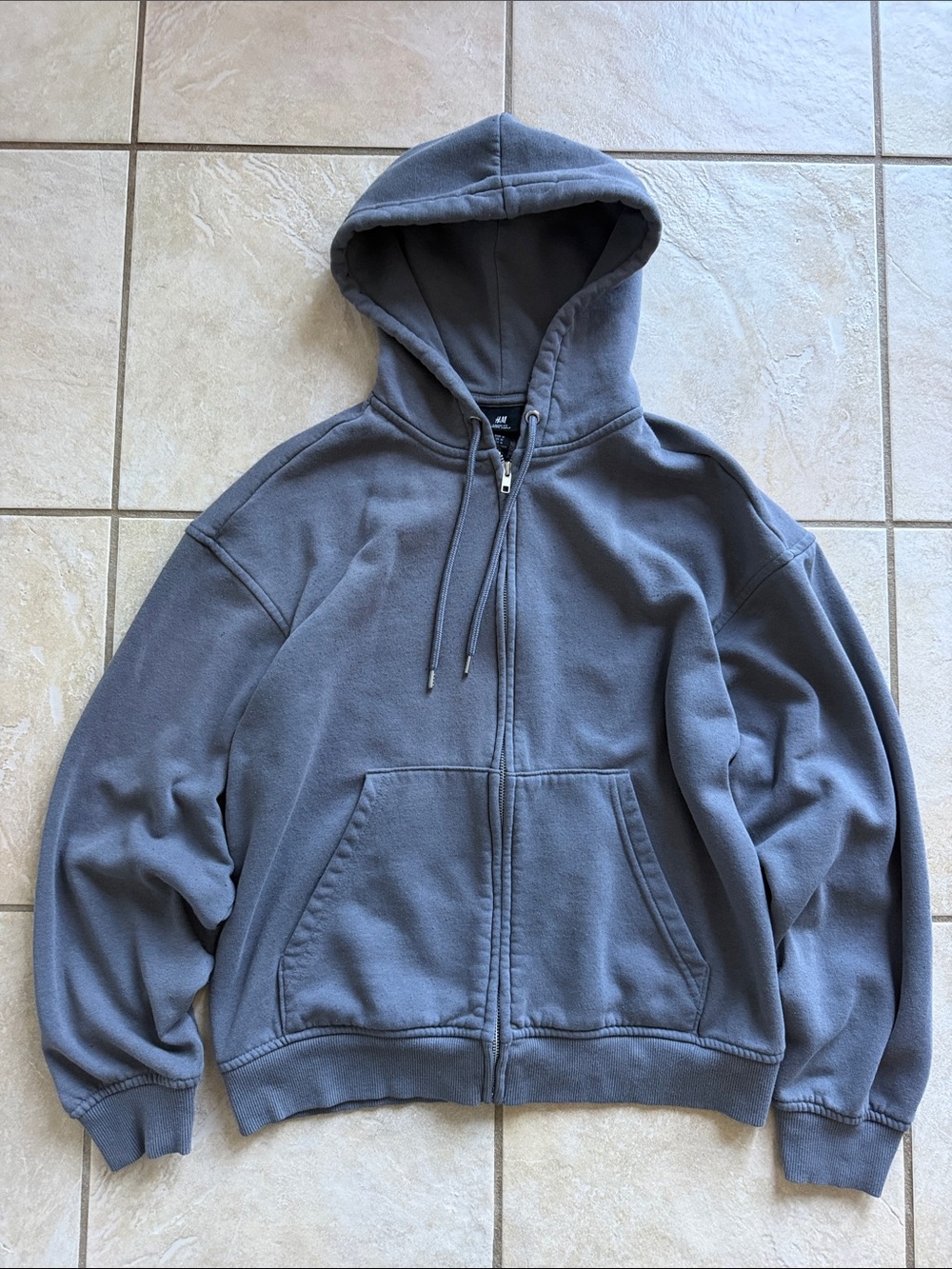 H&M Men's Gray Full-Zip Hoodie